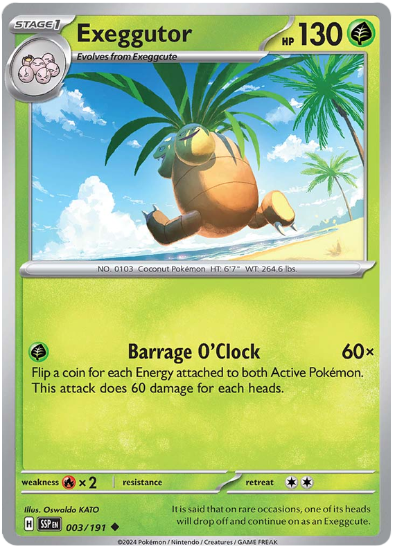 Pokemon Surging Sparks Card List - Exeggutor Surging Sparks Uncommon #003/191