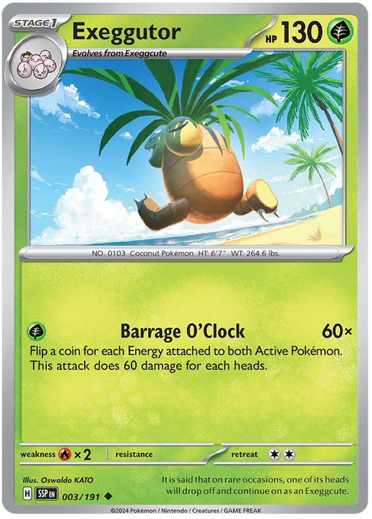 Pokemon Surging Sparks Card List - Exeggutor Surging Sparks Uncommon #003/191