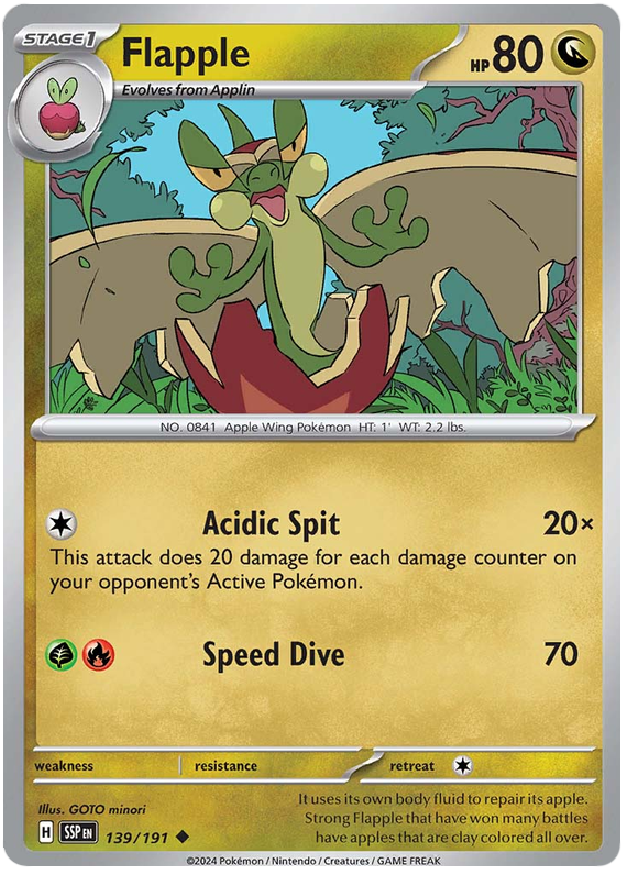 Pokemon Surging Sparks Card List - Flapple Surging Sparks Common #139/191