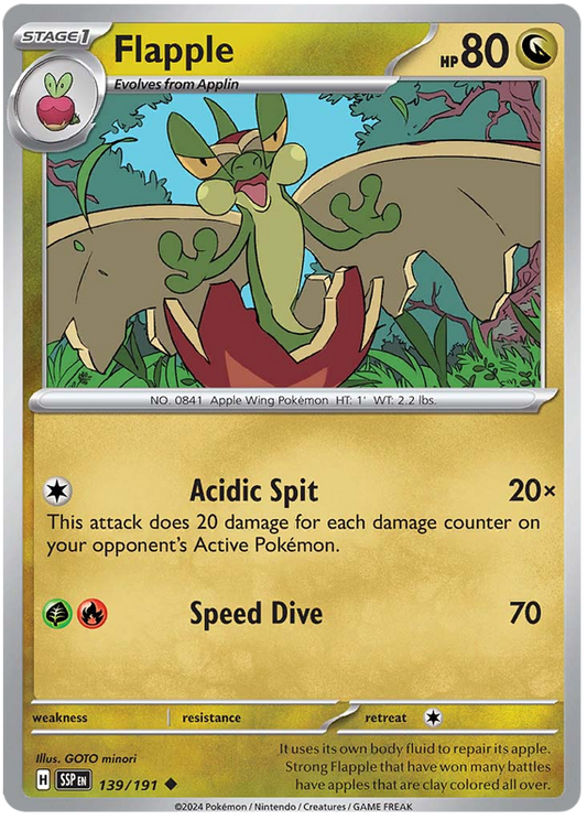 Pokemon Surging Sparks Card List - Flapple Surging Sparks Common #139/191