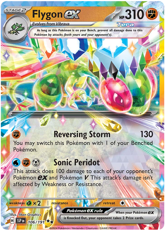 Pokemon Surging Sparks Card List - Flygon ex Surging Sparks Double Rare #106/191