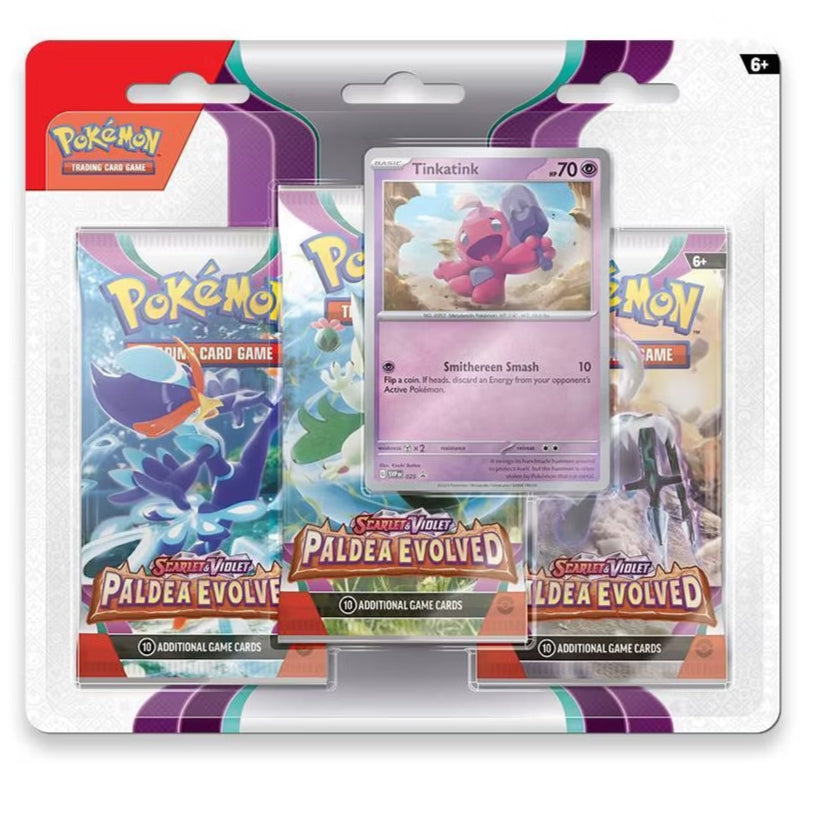 Pokemon Scarlet & Violet 2 Paldea Evolved 3Pk Blister - Tinkatink