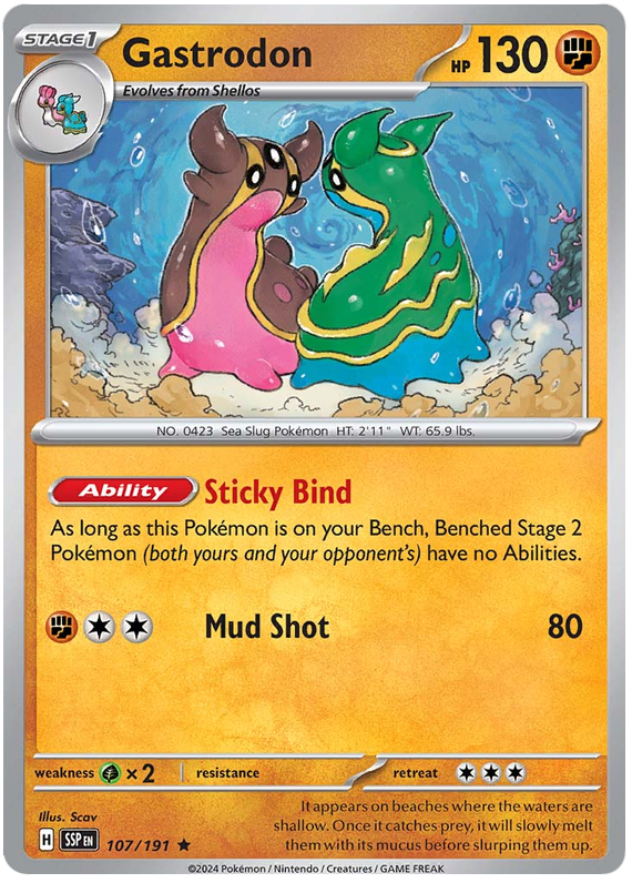 Pokemon Surging Sparks Card List - Gastrodon Surging Sparks Rare #107/191