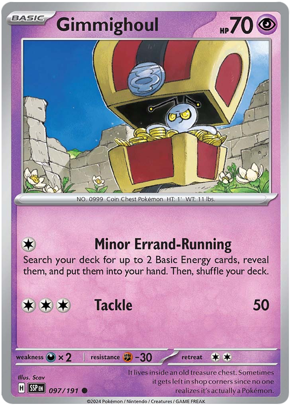 Pokemon Surging Sparks Card List - Gimmighoul Surging Sparks Common #097/191