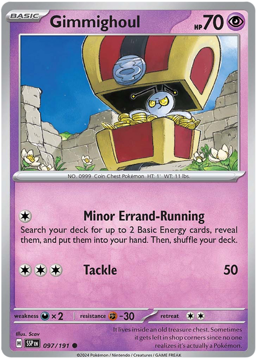 Pokemon Surging Sparks Card List - Gimmighoul Surging Sparks Common #097/191