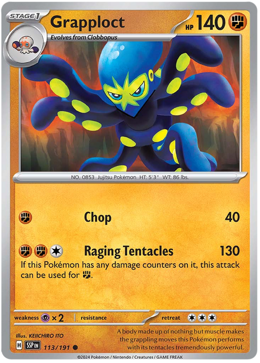 Pokemon Surging Sparks Card List - Grapploct Surging Sparks Common #113/191