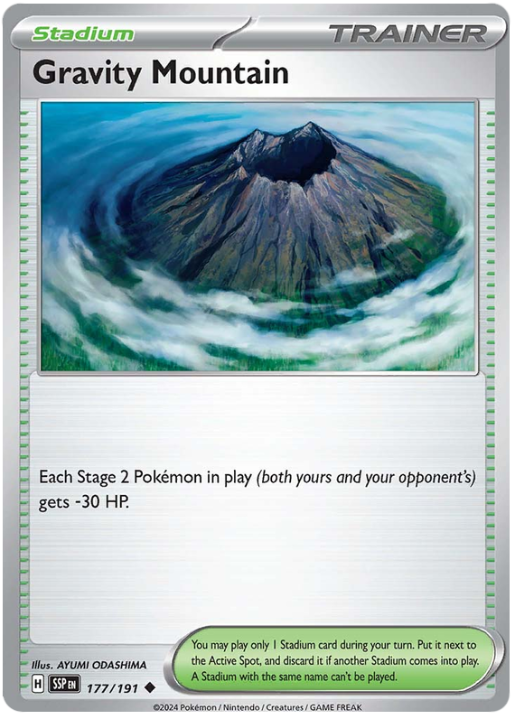 Pokemon Surging Sparks Card List - Gravity Mountain Surging Sparks Uncommon #177/191