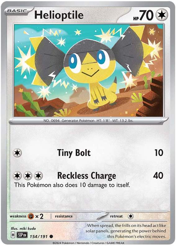 Pokemon Surging Sparks Card List - Helioptile Surging Sparks Common #154/191