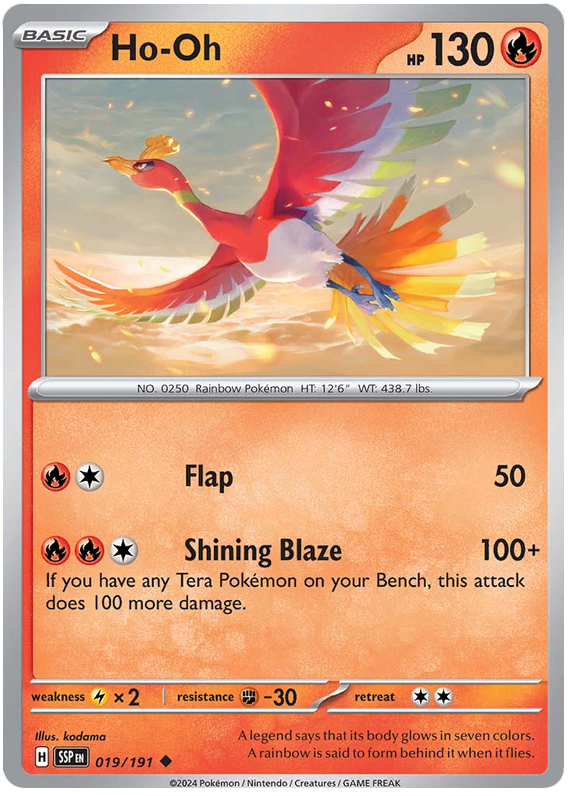 Pokemon Surging Sparks Card List - Ho-Oh Surging Sparks Uncommon #019/191