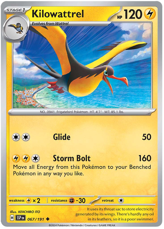 Pokemon Surging Sparks Card List - Kilowattrel Surging Sparks Common #067/191