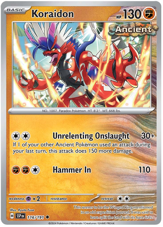 Pokemon Surging Sparks Card List - Koraidon Surging Sparks Uncommon #116/191