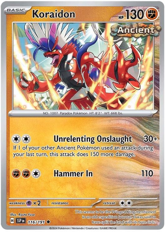 Pokemon Surging Sparks Card List - Koraidon Surging Sparks Uncommon #116/191