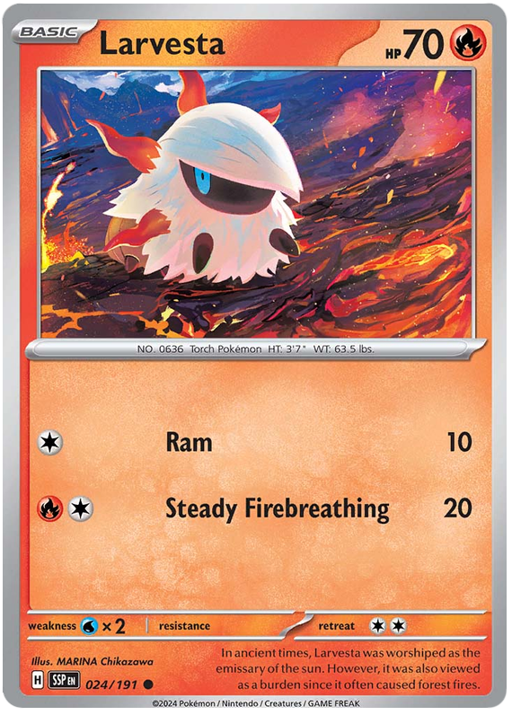 Pokemon Surging Sparks Card List - Larvesta Surging Sparks Common #024/191