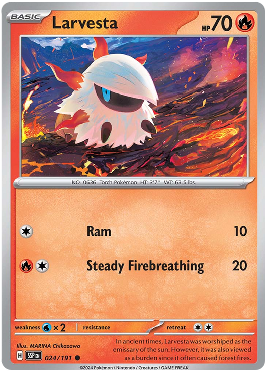 Pokemon Surging Sparks Card List - Larvesta Surging Sparks Common #024/191