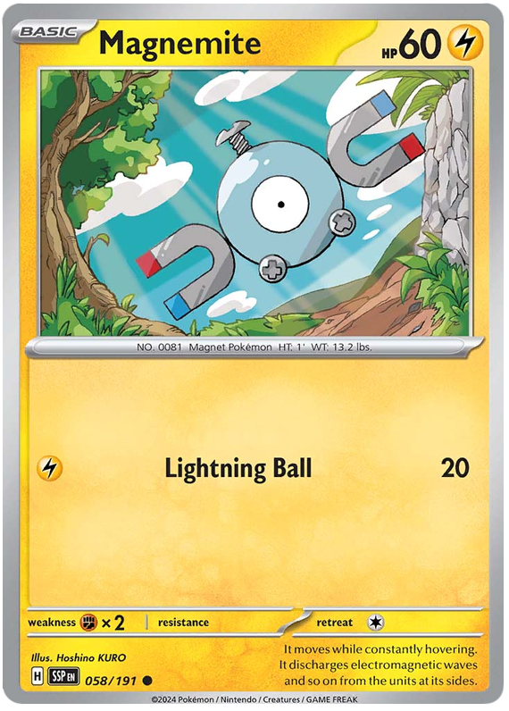 Pokemon Surging Sparks Card List - Magnemite Surging Sparks Common #058/191