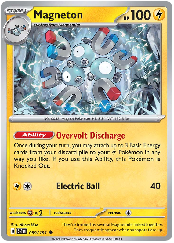 Pokemon Surging Sparks Card List - Magneton Surging Sparks Uncommon #059/191