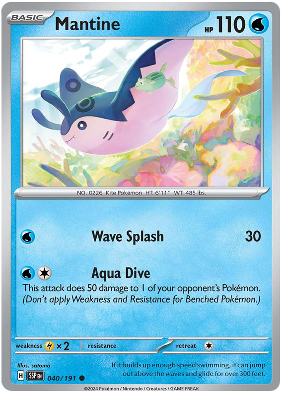 Pokemon Surging Sparks Card List - Mantine Surging Sparks Common #040/191