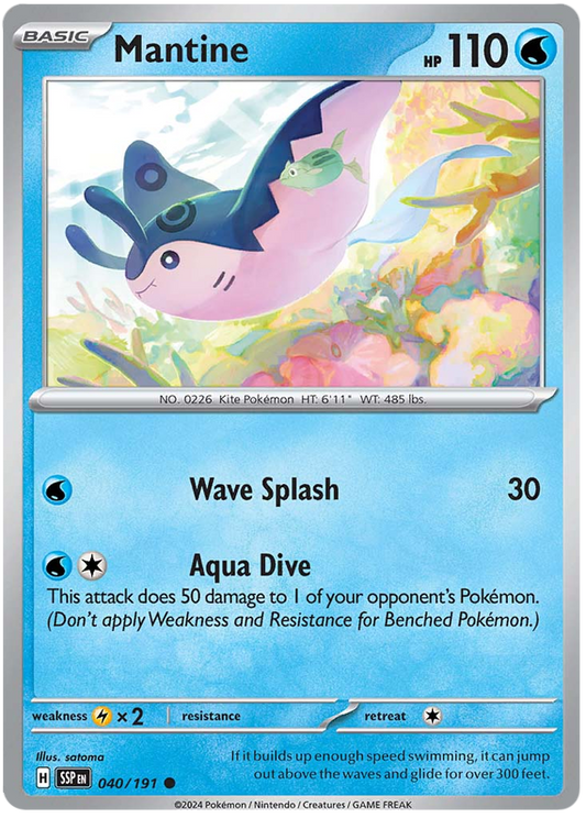 Pokemon Surging Sparks Card List - Mantine Surging Sparks Common #040/191