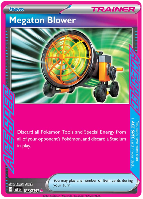 Pokemon Surging Sparks Card List - Megaton Blower Surging Sparks ACE SPEC Rare #182/191