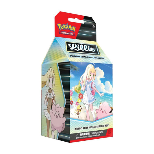Pokémon TCG: Lillie Premium Tournament Collection (1 Full-Art Foil Promo Card Featuring Lillie’s Clefairy ex, 6 Assorted Boosters & Accessories)