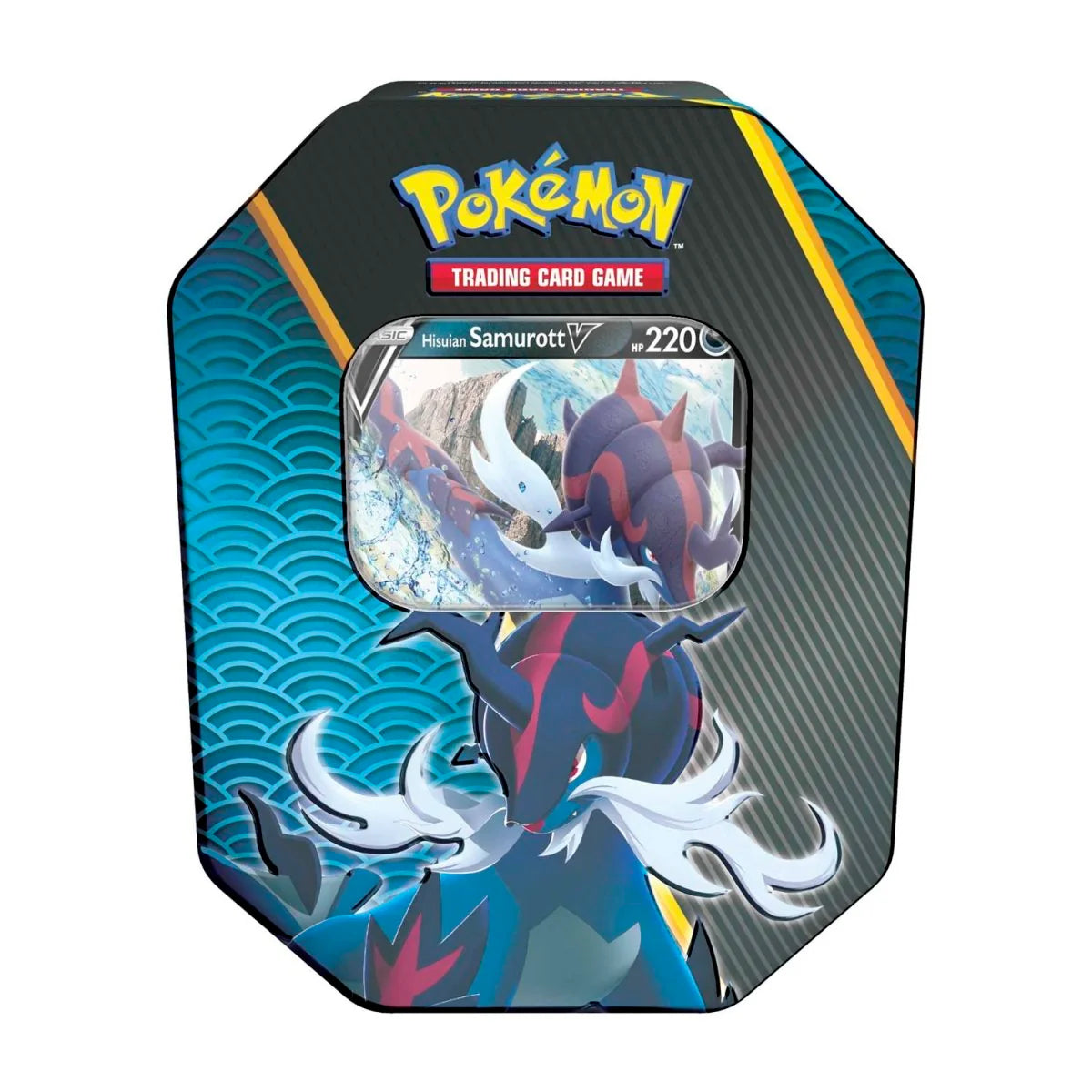 Pokemon TCG: Divergent Powers Tin - Hisuian Samurott V (1 Foil Card & 4 Booster Packs)