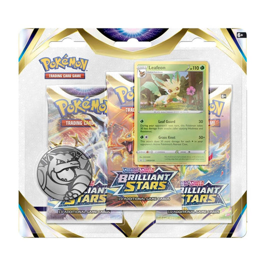 Pokemon TCG: Sword & Shield - Brilliant Stars Triple Pack (3 Boosters & Leafeon or Glaceon Foil Promo Card)