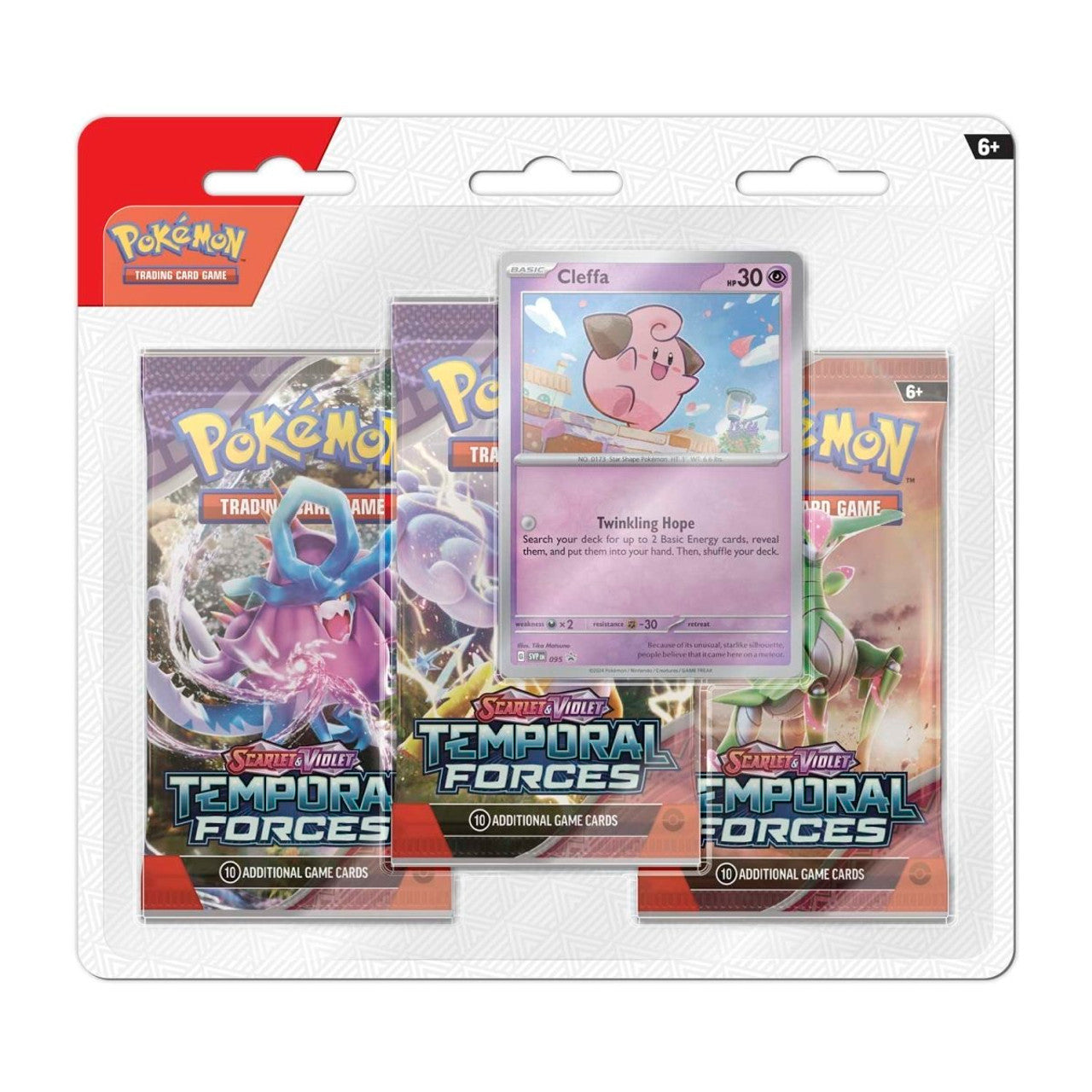 Pokemon TCG: Scarlet & Violet - Temporal Forces Triple Pack  -  Cleffa (3 Booster Packs & 1 Foil Promo Card)