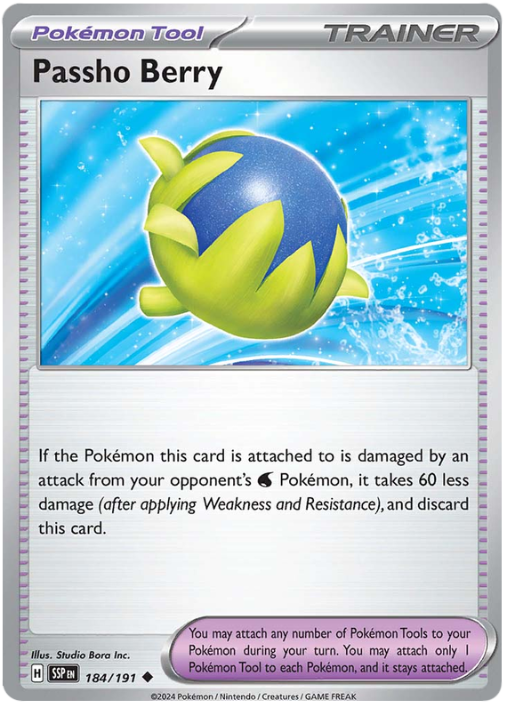 Pokemon Surging Sparks Card List - Passho Berry Surging Sparks Uncommon #184/191