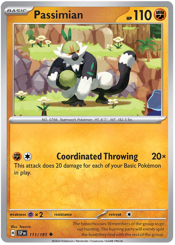 Pokemon Surging Sparks Card List - Passimian Surging Sparks Uncommon #111/191