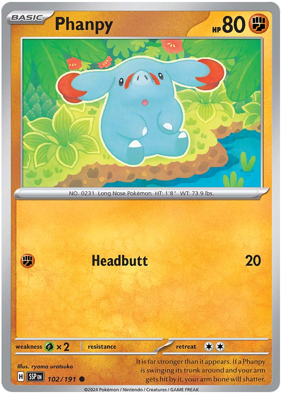 Pokemon Surging Sparks Card List - Phanpy Surging Sparks Common #102/191