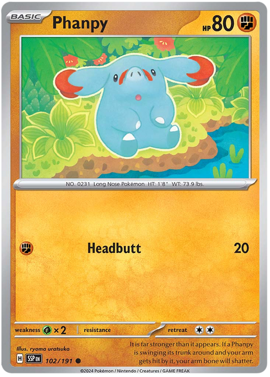 Pokemon Surging Sparks Card List - Phanpy Surging Sparks Common #102/191