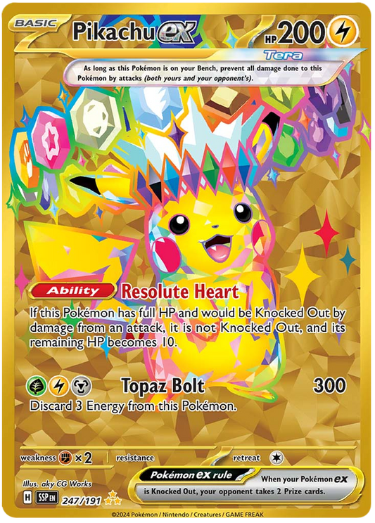 Pokemon Surging Sparks Card List - Pikachu ex Surging Sparks Hyper Rare #247/191