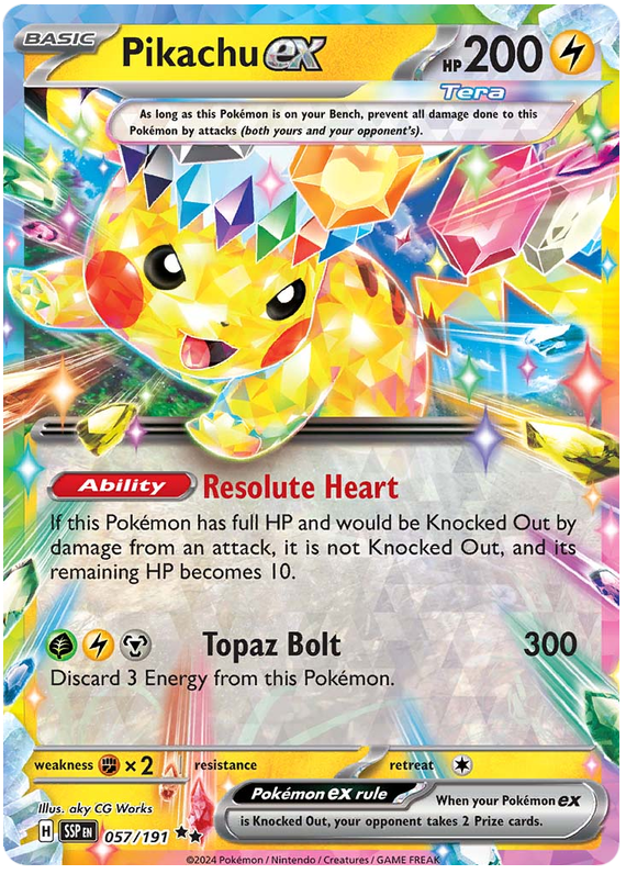 Pokemon Surging Sparks Card List - Pikachu ex Surging Sparks Double Rare #057/191