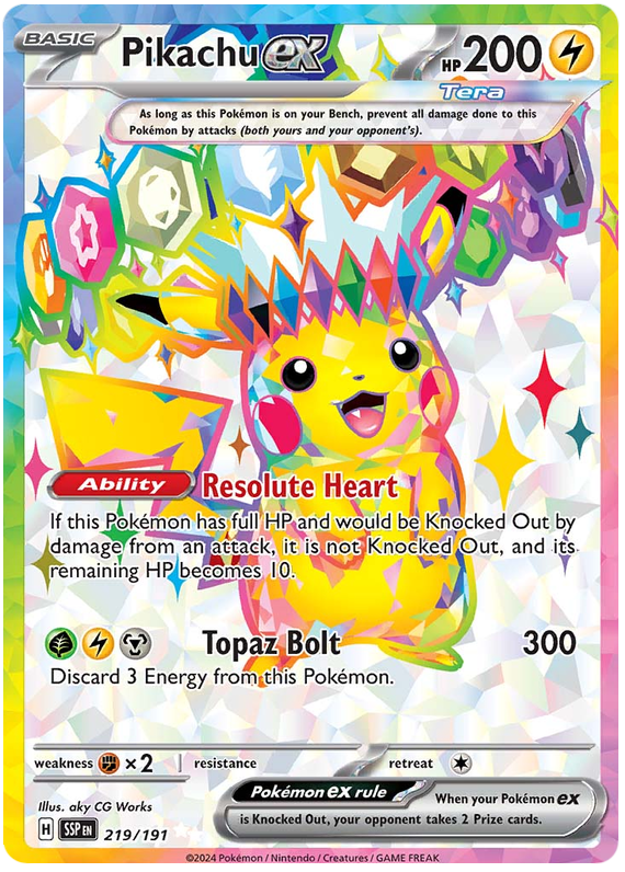 Pokemon Surging Sparks Card List - Pikachu ex Surging Sparks Ultra Rare #219/191