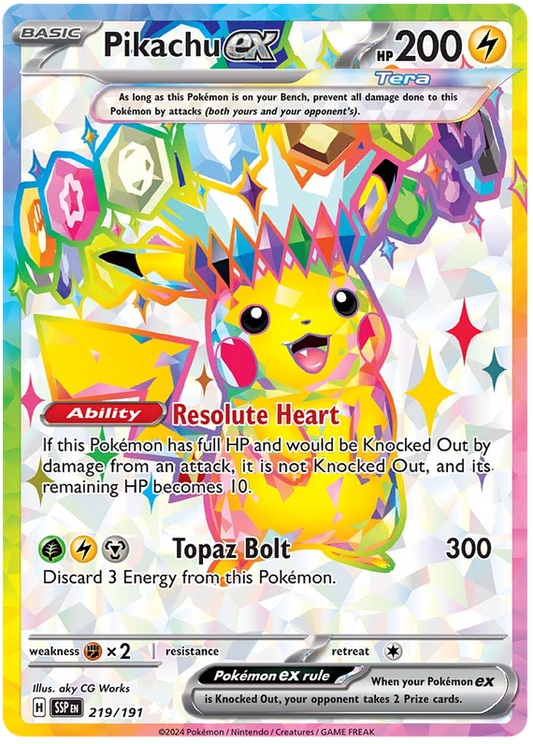 Pokemon Surging Sparks Card List - Pikachu ex Surging Sparks Ultra Rare #219/191