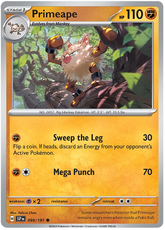 Pokemon Surging Sparks Card List - Primeape Surging Sparks Common #099/191