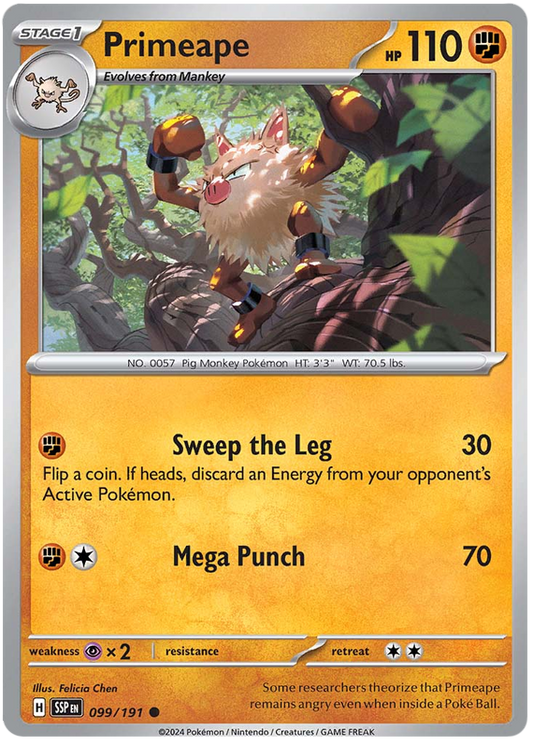 Pokemon Surging Sparks Card List - Primeape Surging Sparks Common #099/191