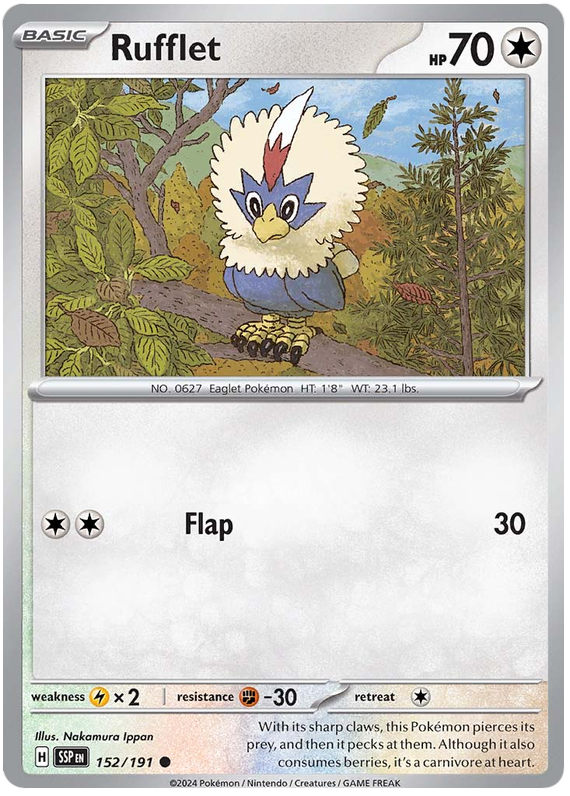 Pokemon Surging Sparks Card List - Rufflet Surging Sparks Common #152/191