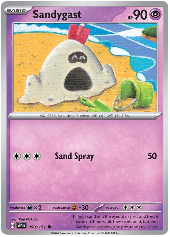 Pokemon Surging Sparks Card List - Sandygast Surging Sparks Common #090/191