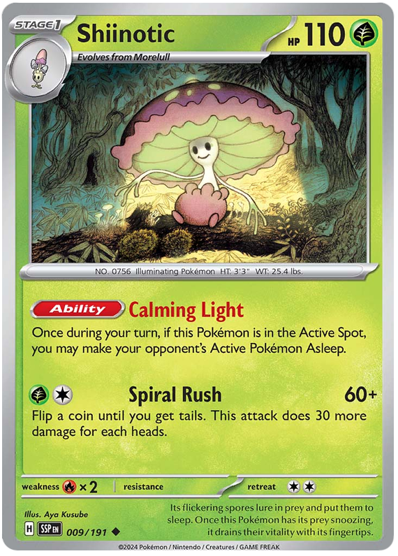 Pokemon Surging Sparks Card List - Shiinotic Surging Sparks Uncommon #009/191