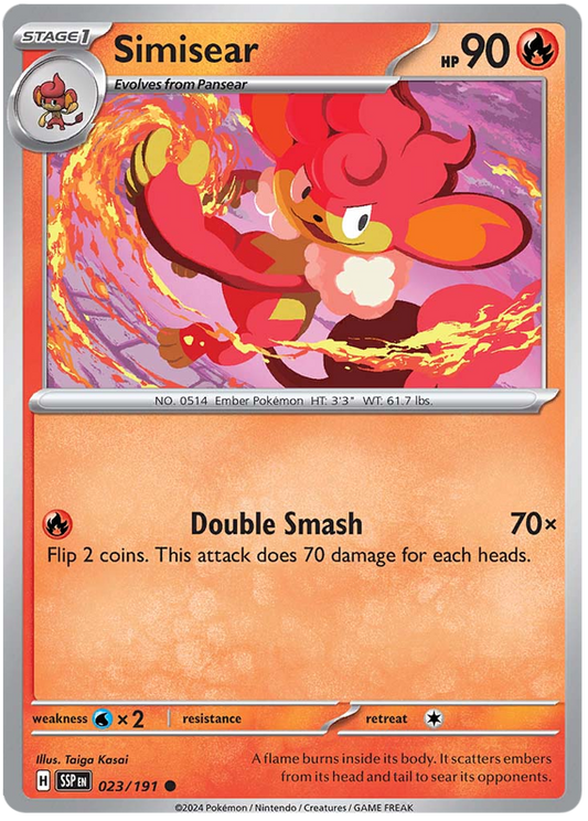 Pokemon Surging Sparks Card List - Simisear Surging Sparks Common #023/191