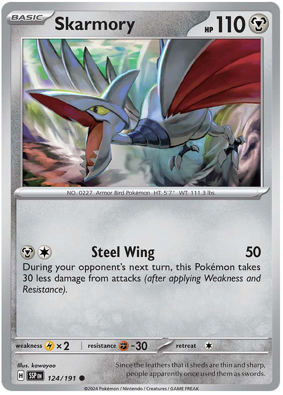 Pokemon Surging Sparks Card List - Skarmory Surging Sparks Common #124/191