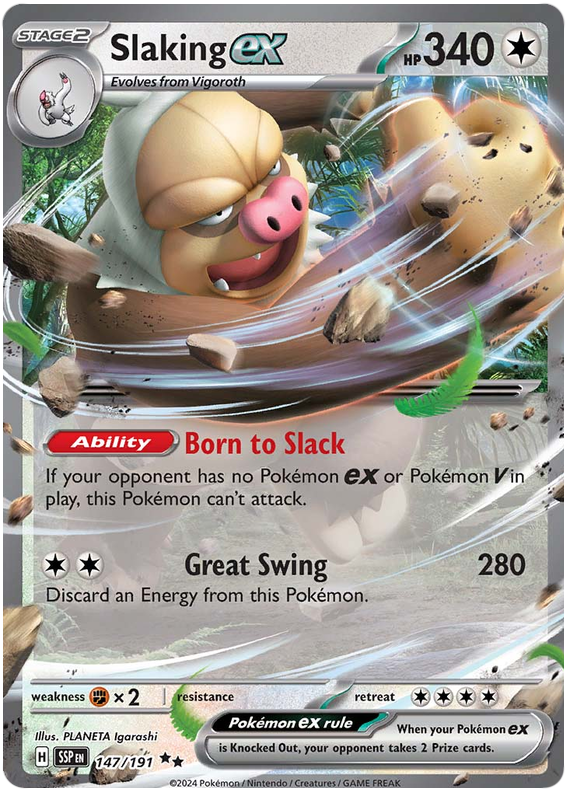 Pokemon Surging Sparks Card List - Slaking ex Surging Sparks Double Rare #147/191