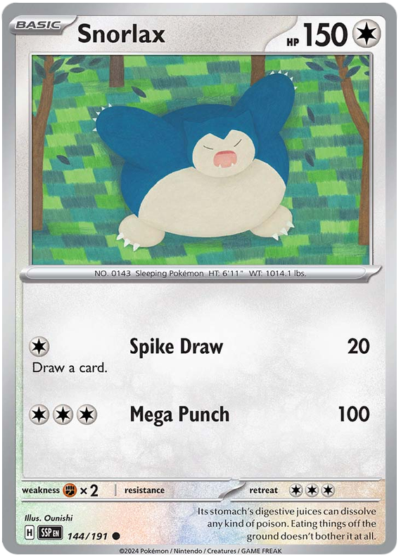 Pokemon Surging Sparks Card List - Snorlax Surging Sparks Common #144/191