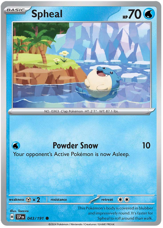 Pokemon Surging Sparks Card List - Spheal Surging Sparks Common #043/191