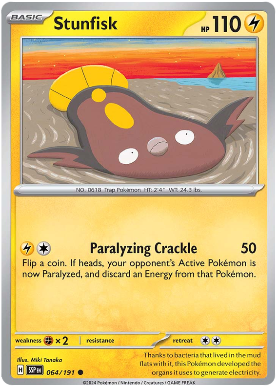 Pokemon Surging Sparks Card List - Stunfisk Surging Sparks Common #064/191