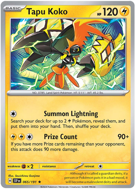 Pokemon Surging Sparks Card List - Tapu Koko Surging Sparks Rare #065/191