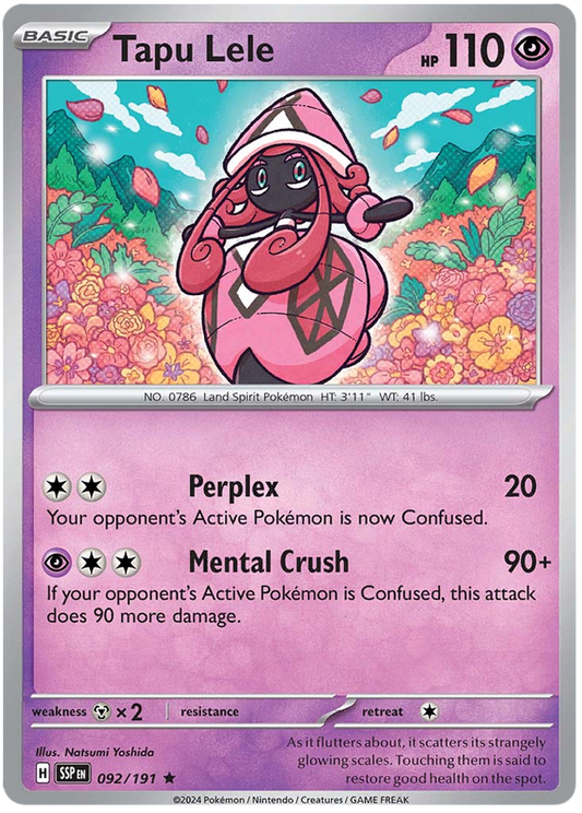 Pokemon Surging Sparks Card List - Tapu Lele Surging Sparks Rare #092/191