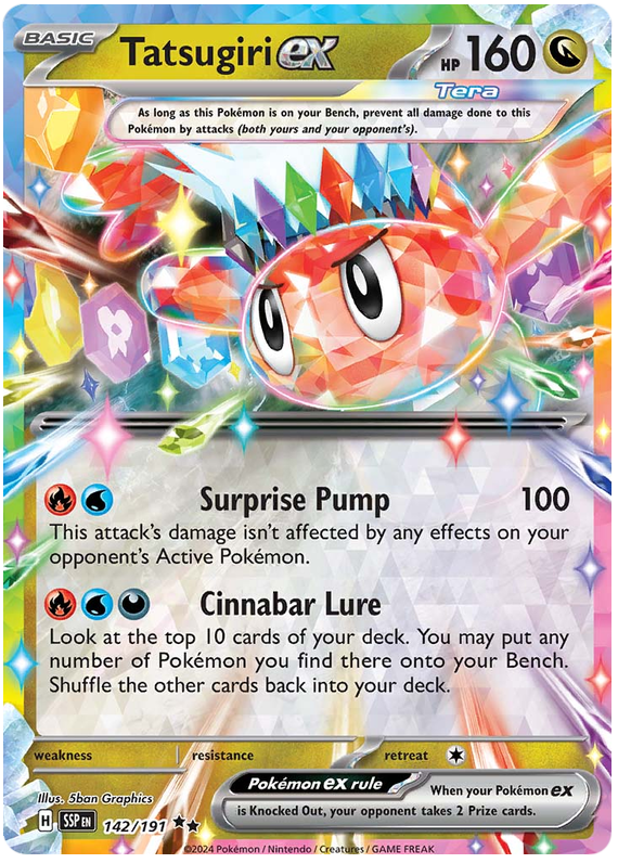 Pokemon Surging Sparks Card List - Tatsugiri ex Surging Sparks Double Rare #142/191