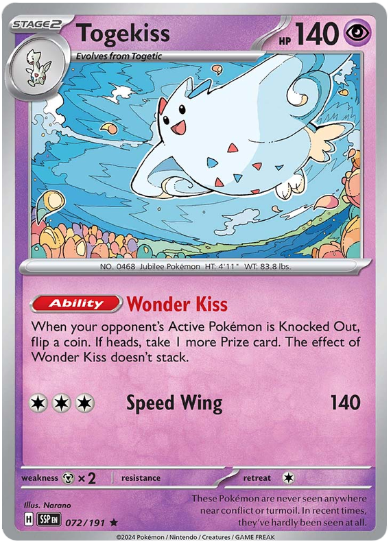 Pokemon Surging Sparks Card List - Togekiss Surging Sparks Rare #072/191